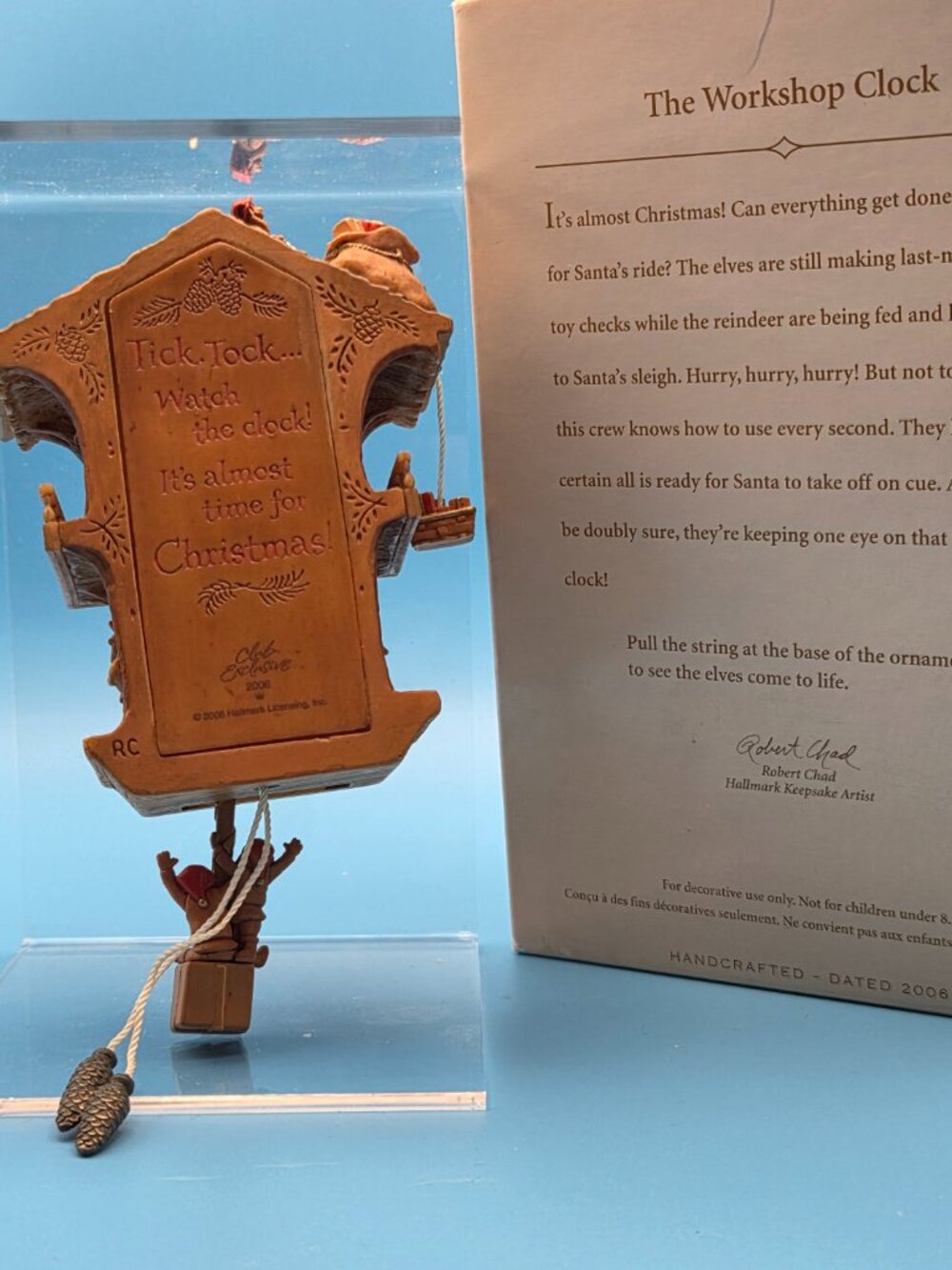 Limited Edition Hallmark Keepsake Ornament 2006 "The Workshop Clock" - Like New - Picture 3 of 3